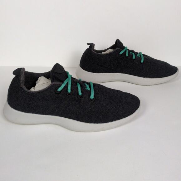 ALLBIRDS True Black Wool Runners Sneakers Lace Up Merino Cream Sole Men's 9 - Picture 3 of 9